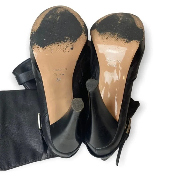 Arnold Churgin Black Leather Knee High Heeled Boots - Picture 6 of 10